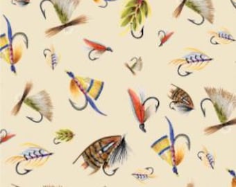Fabric cotton, FISHING LURES, 55240403, 01, Cream, Quilt Fabrics, 100% cotton, quilt cotton - Fishful Thinking of Camelot Fabrics