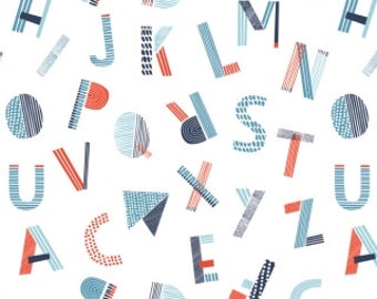 SALE, QUILTING FABRICS, Alphabet, 100% cotton, cotton quilt, cotton designer - Nautical de Camelot Fabrics