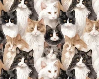 Camelot Fabrics CATS, Paw and Whisker, 100% Cotton Quilt Fabric, 21250603-01