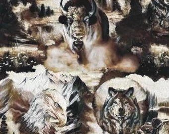 Fabric cotton Animal Postcards, 55230701, 01, QUILT FABRICS, 100% cotton, quilt cotton - Strokes of the Wild of Camelot Fabrics