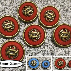 12 Buttons, 15mm or 21mm, RED, BLUE, vintage button, BTN 201