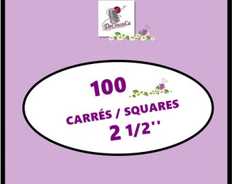 MINI CHARM PACK, 100 squares of 2 1/2 inches, Collection 100% cotton, precision cut