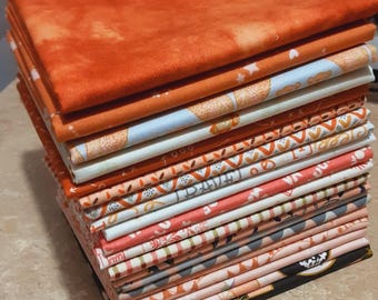 ORANGE, Pack of 20, 100% cotton, Various patterns, quality quilting, cotton designer