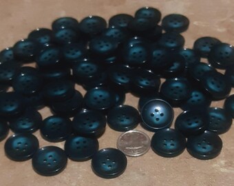 12 Buttons, 19mm, TURQUOISE NAVY, button 4 holes