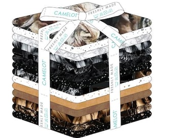 FATS QUARTERS, 14 Prints, 100% cotton, quilt cotton - Strokes of the Wild of Camelot Fabrics