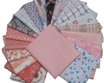 PINK, Pack of 20, 100% cotton, Various patterns, quality quilting, cotton designer