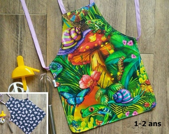 My First Apron, reversible apron, 2 in 1 apron, size 1-2 years