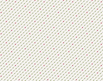 ANDOVER, Fabric, Cotton, White, green, red, Winter Rose, 9424
