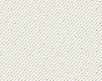 ANDOVER, Fabric, Cotton, White, green, red, Winter Rose, 9424