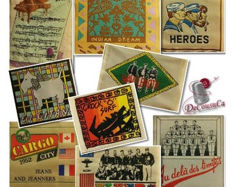 PATCHES, badges vintage, sew-on woven badge, washable, drycleanable,