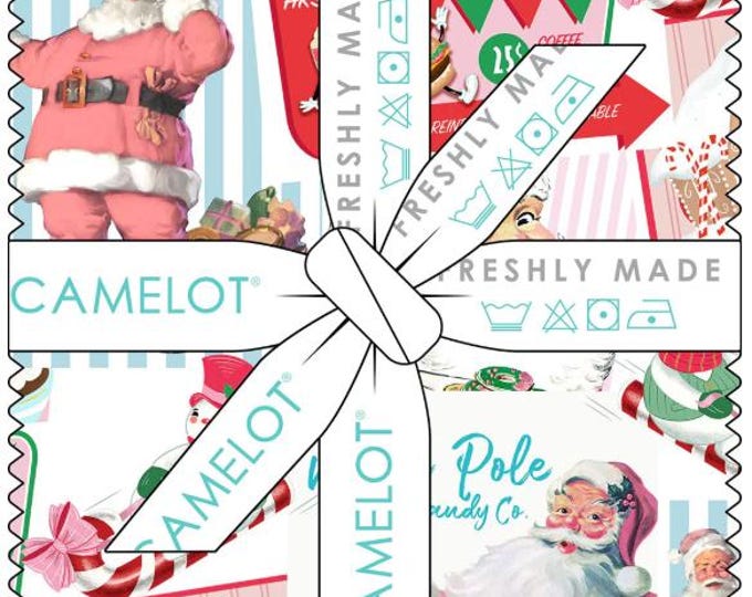 Featured listing image: QUILT FABRICS, 42 squares 5 inchs, 100% cotton, quilt cotton - Letters to Santa of Camelot Fabrics