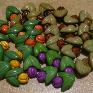 19mm, 100 Boutons TULIPE, plastique, couleurs variées, vintage, BF17-2