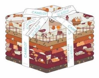 10 fats quarters, PUMPKIN PARTY - Pumpkin Spice of Camelot fabrics