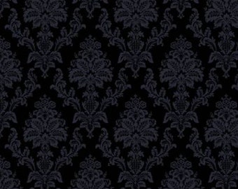 DEAR STELLA, Black Damask, P1623, 100% cotton, cotton quilt, cotton designer