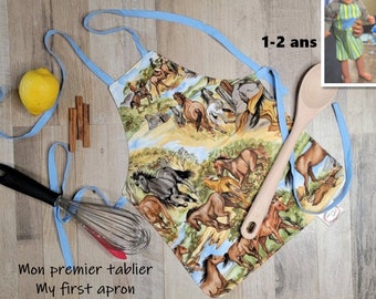My First Apron, reversible apron, 2 in 1 apron, size 1-2 years