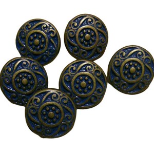 15mm, BLEU ET BRONZE, 6 ou 30 boutons, bouton en métal image 2