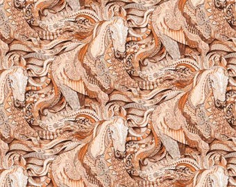 Fabric cotton Spirit of the plains, Orange, 21240101, 03, QUILT FABRICS, 100% cotton, quilt cotton - Rhapsody of Camelot Fabrics