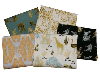 QUILT FABRICS, 5 prints, Safari Dream, 100% cotton - Safari Dreams de Camelot Fabrics