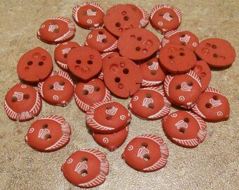 12mm, 6-30 Buttons, Fish, ORANGE, 1/2 ", Polyester, Casein, Vintage, 1980, Fancy Button, Solid Button, BF53