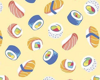 RILEY BLAKE, Sushi, YELLOW, 10893, Rainbow Fruit, fabric, cotton, quilt cotton