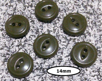 14mm, 6 or 30 Buttons, BLACK, OLIVE, BORDEAU, 2 holes, Btn 22