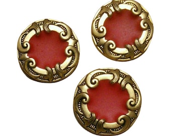 3 Buttons: 24mm, button gold and red