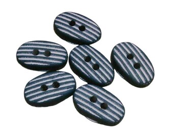 10mm X 15mm, 6-30 Buttons BLUE, stripe white, BTN 203