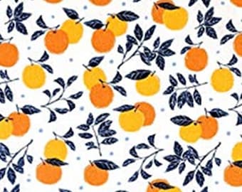 Orange, white, La Dolce Vita, Emma & Mila Fabrics, 100% Cotton