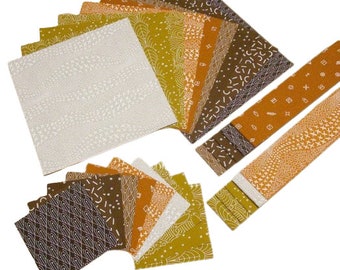 10 Pre-Cut cotton, BROWN, CINNAMON, OCRE - Century d'Andover Fabrics