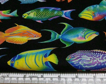 ROBERT KAUFMAN, Tropical fish fabric, Coral Canyon of Robert Kaufman, 19904-02, fabric, cotton, quilt cotton