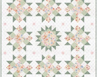 PDF, SUMMER on the SOUND Quilt, 64'' X 64'', Tutoriel - Flower House of Camelot Fabrics