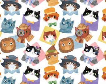 Fabric cotton, CATS, 21170103, 01, Quilt Fabrics, 100% cotton, quilt cotton - Litter Ary Cats of Camelot Fabrics