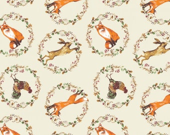 CAMELOT FABRICS, Fox, cop, hare, 100% cotton - Fables de Laura Ashley, Camelot Fabrics