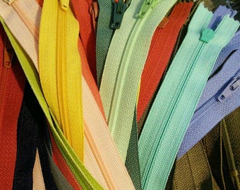 50 zippers YKK, SURPRISE, varied color, 18 cm - 65 cm, no 3, nylon, perfect for wallet, clothing, repair
