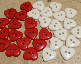 15mm, 30 buttons heart, button vintage,  BF07
