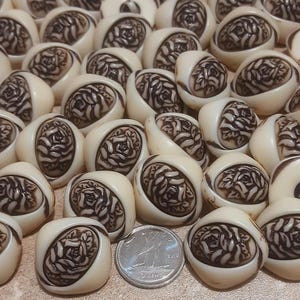 6 Buttons, 17mm, Cabochon, Roses,