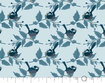 Fabric cotton, Bird Perched, Light  Blue, 58230503-03, QUILT FABRICS, 100% cotton, quilt cotton - Midnight In Bloom of Camelot Fabrics