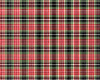 Camelot Fabrics, 49230107, Holiday Plaid Christmas Cotton Fabric, Tartan Quilting Blender Pam Vale Red and Green