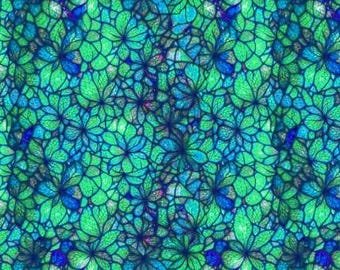 Fabric cotton, STAINED GLASS PETALS, Turquoise, 16240202, 02, Quilt Fabrics, 100% cotton - Sonny in the Sunflowers of Camelot Fabrics