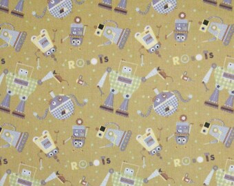 WINDHAM FABRICS, Robot, beige, 100% cotton, cotton quilt, cotton designer