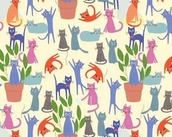 Quilt Fabric CAT ACROBATICS, Cotton Quilt Fabric , 98250101-01, Cattitude de Camelot Fabrics