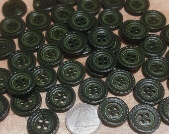 12 buttons, 15mm, 5/8", button leather green, button vintage