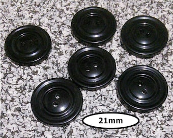 6 Buttons, 21mm, BLACK, button 2 holes, BTN 76A