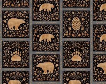 Fabric cotton, WOOD STENCIL TILES, Black, 49240102, 01, Quilt Fabrics, 100% cotton, quilt cotton - Crafted Cabin of Camelot Fabrics