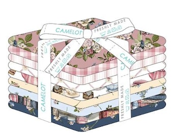 FATS QUARTERS, 9 Prints, 100% cotton, quilt cotton - Tea and Poetry of Camelot Fabrics