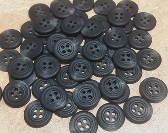 12 Buttons, 16mm, SHADE BLACK GRAY, button vintage