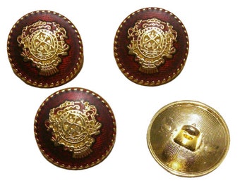 4 Buttons: 20mm, button metal gold and wine