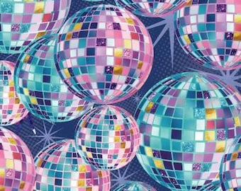 Fabric cotton, MIRROR BALLS, 55240602, 01, Quilt Fabrics, 100% cotton, quilt cotton - Disco Queen of Camelot Fabrics