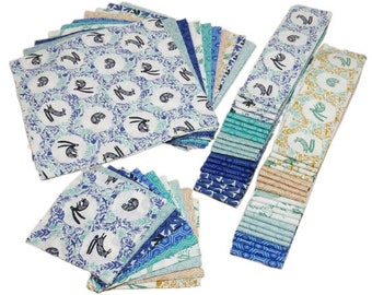 10-40 Pre-Cut cotton, BIRD, BLUE - Skogen de Camelot Fabrics