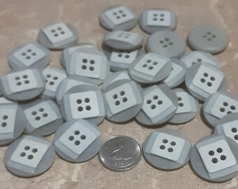 6 Buttons, 21mm, Gray button, button 4 holes, button Vintage
